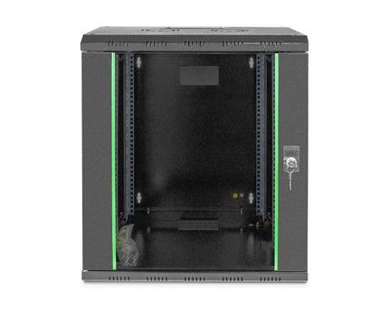 12U wandmontagekast, Uniek 643x600x450 mm, kleur zwart (RAL 9005) - Networkdiscount.com