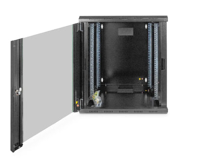 12U wandmontagekast, Uniek 643x600x450 mm, kleur zwart (RAL 9005) - Networkdiscount.com