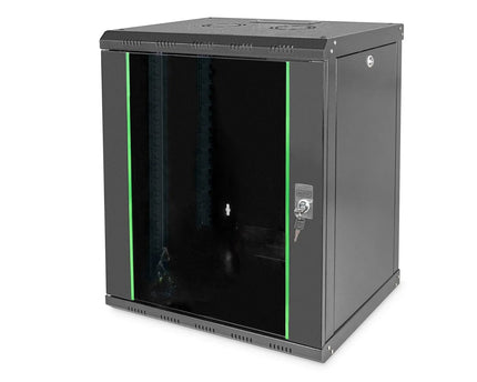 12U wandmontagekast, Uniek 643x600x450 mm, kleur zwart (RAL 9005) - Networkdiscount.com