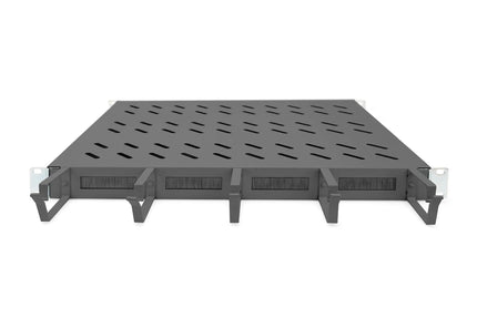 19 Inch 1U legbord vaste inbouw voor 600 mm diepe kasten incl. kabelmanagement, zwart - Networkdiscount.com