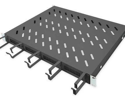 19 Inch 1U legbord vaste inbouw voor 600 mm diepe kasten incl. kabelmanagement, zwart - Networkdiscount.com