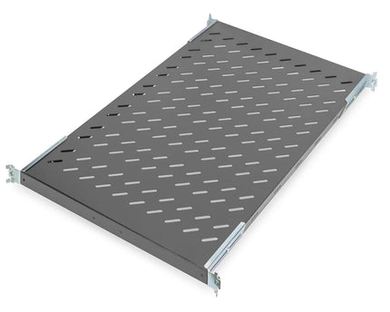 19 Inch 1U legbord voor rekken vanaf 1000 mm diepte 44x486x770 mm, tot 50 kg, zwart (RAL 9005) - Networkdiscount.com