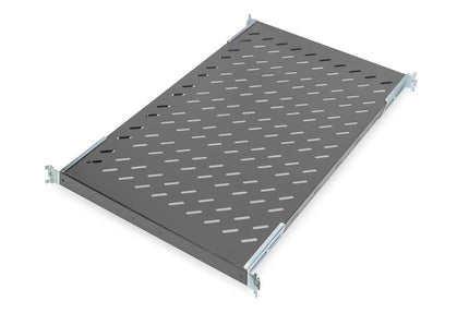 19 Inch 1U legbord voor rekken vanaf 1000 mm diepte 44x486x770 mm, tot 50 kg, zwart (RAL 9005) - Networkdiscount.com