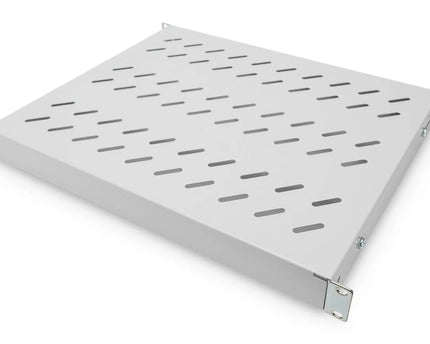 19 Inch 1U vaste plank voor 600 mm diepe rekken 44x483x358 mm, verstelbaar 350 - 550 mm diepte, grijs - Networkdiscount.com