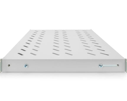19 Inch 1U vaste plank voor 600 mm diepe rekken 44x483x358 mm, verstelbaar 350 - 550 mm diepte, grijs - Networkdiscount.com