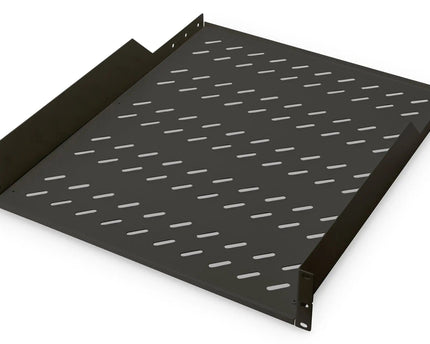 19 Inch 2U legbord voor rekken vanaf 800 mm diepte 88,5x482x552 mm, tot 25 kg, zwart (RAL 9005) - Networkdiscount.com