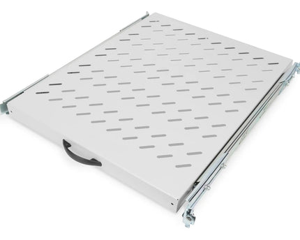 1U uitschuifbaar legbord voor 800 mm diepe rekken 40x484x568 mm, tot 25 kg, grijs (RAL 7035) - Networkdiscount.com