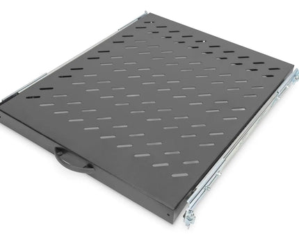 1U uitschuifbaar legbord voor 800 mm diepe rekken 40x484x568 mm, tot 25 kg, zwart (RAL 9005) - Networkdiscount.com