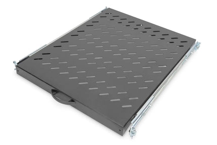 1U uitschuifbaar legbord voor 800 mm diepe rekken 40x484x568 mm, tot 25 kg, zwart (RAL 9005) - Networkdiscount.com