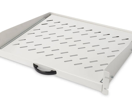2U uitschuifbaar legbord voor kasten vanaf 450 mm diepte 88x483x352 mm, tot 30 kg, grijs (RAL 7035) - Networkdiscount.com