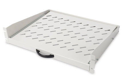 2U uitschuifbaar legbord voor kasten vanaf 450 mm diepte 88x483x352 mm, tot 30 kg, grijs (RAL 7035) - Networkdiscount.com