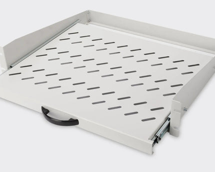 2U uitschuifbaar legbord voor kasten vanaf 450 mm diepte 88x483x352 mm, tot 30 kg, grijs (RAL 7035) - Networkdiscount.com