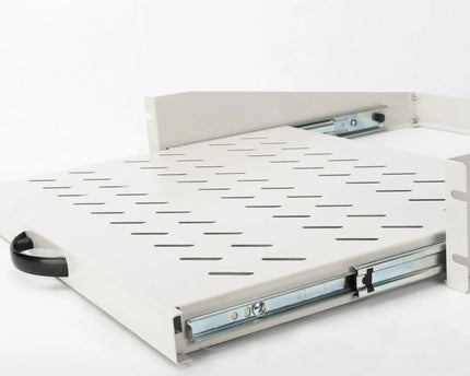 2U uitschuifbaar legbord voor kasten vanaf 450 mm diepte 88x483x352 mm, tot 30 kg, grijs (RAL 7035) - Networkdiscount.com