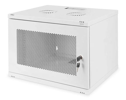 7U wandkast, SOHO, ongemonteerd 540x400x370 mm, geperforeerde frontdeur, grijs - Networkdiscount.com