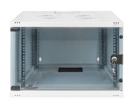 7U wandkast, SOHO, ongemonteerd 540x400x370 mm, volledig glazen voordeur, grijs - Networkdiscount.com