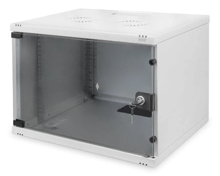 7U wandkast, SOHO, ongemonteerd 540x400x370 mm, volledig glazen voordeur, grijs - Networkdiscount.com