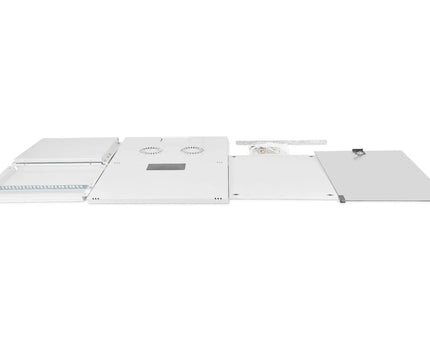 9U wandkast, SOHO, ongemonteerd 540x400x460 mm, volledig glazen voordeur, grijs - Networkdiscount.com
