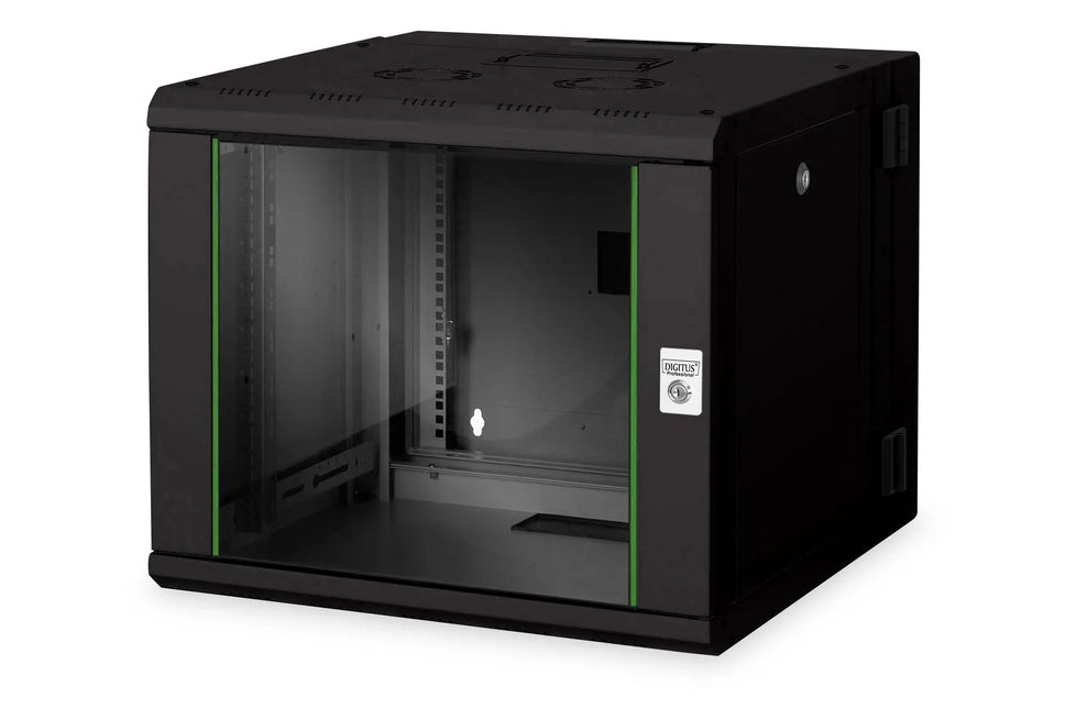 9U wandkast, Unique, 600x600x509 mm dubbel sectie, zwenkbaar, zwart (RAL 9005) - Networkdiscount.com