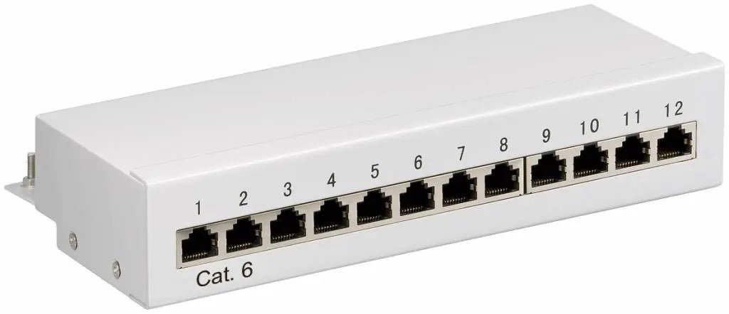 CAT 6 Mini/Desktop Patch Panel 12 Poorts grijs - Networkdiscount.com