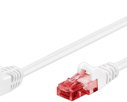 CAT 6 patchkabel 1x 90° haaks, U/UTP wit 0,5 M - Networkdiscount.com
