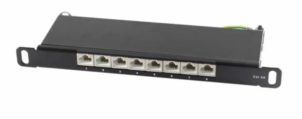 Cat 6a Patchpanel slim 8 poorts 0.5U zwart - Networkdiscount.com
