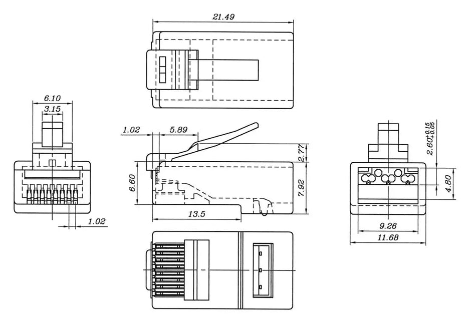 CAT6a Connector met hulpstuk RJ45 - UTP 10 stuks voor soepele en stugge kabel - Networkdiscount.com