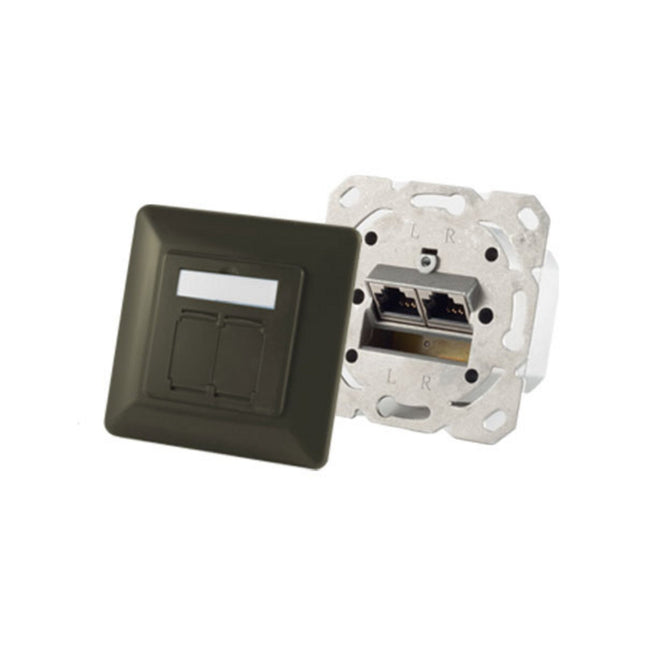 CAT6a inbouwdoos 2x RJ45 Antraciet - Networkdiscount.com