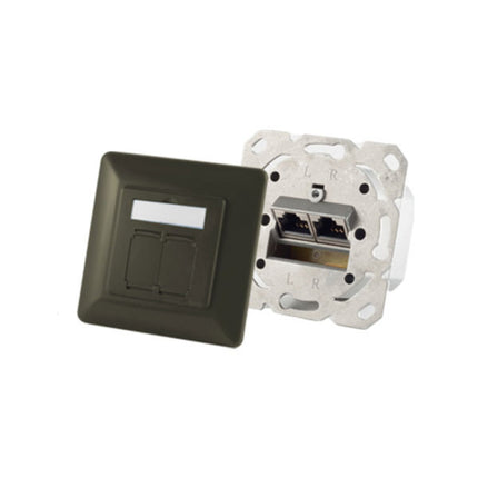 CAT6a inbouwdoos 2x RJ45 Antraciet - Networkdiscount.com