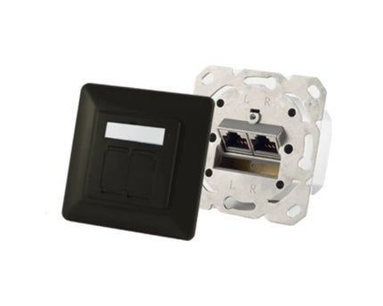 CAT6a inbouwdoos 2x RJ45 Zwart - Networkdiscount.com