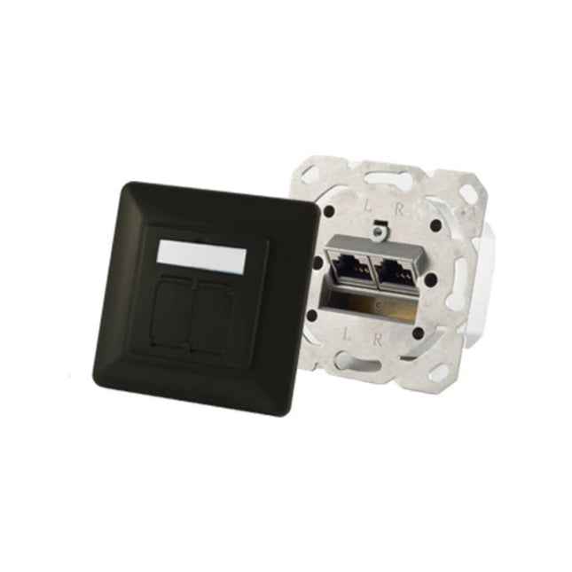 CAT6a inbouwdoos 2x RJ45 Zwart - Networkdiscount.com