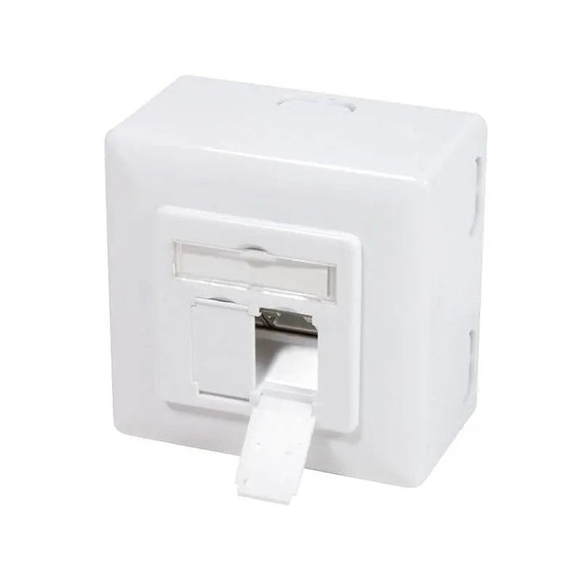 Combi Inbouw + opbouwdoos CAT6a 2x RJ45 RAL9003 - Networkdiscount.com