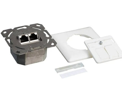 Combi Inbouw + opbouwdoos CAT6a 2x RJ45 RAL9003 - Networkdiscount.com