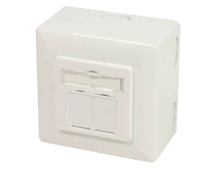Combi Inbouw + opbouwdoos CAT6a 2x RJ45 RAL9010 - Networkdiscount.com