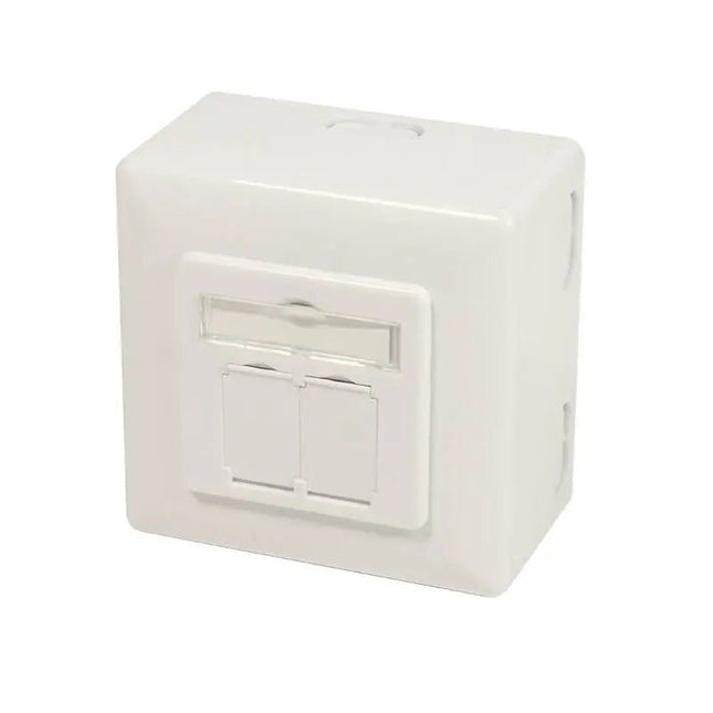 Combi Inbouw + opbouwdoos CAT6a 2x RJ45 RAL9010 - Networkdiscount.com