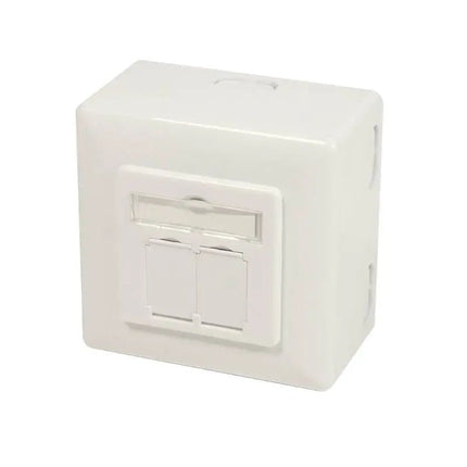 Combi Inbouw + opbouwdoos CAT6a 2x RJ45 RAL9010 - Networkdiscount.com