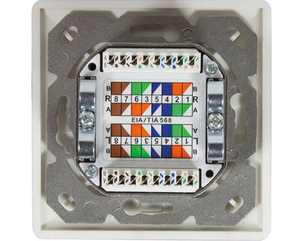 Combi Inbouw + opbouwdoos CAT6a 2x RJ45 RAL9010 - Networkdiscount.com