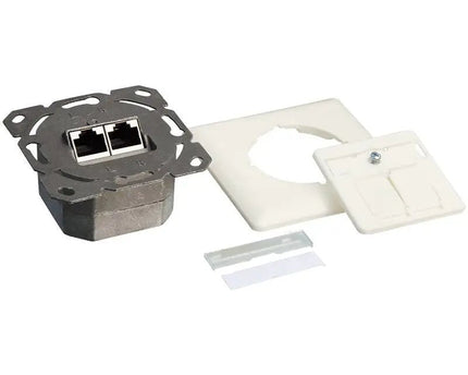 Combi Inbouw + opbouwdoos CAT6a 2x RJ45 RAL9010 - Networkdiscount.com