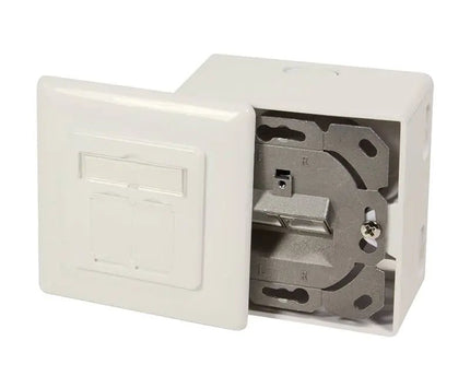 Combi Inbouw + opbouwdoos CAT6a 2x RJ45 RAL9010 - Networkdiscount.com