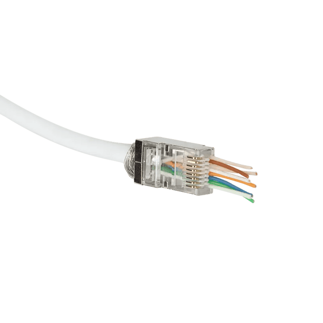Doorsteek CAT6 Connector RJ45 - STP 50 stuks voor soepele en stugge kabel - Networkdiscount.com
