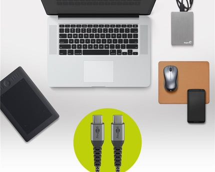 USB-C to USB-C  2M Textile Cable with Metal Plugs