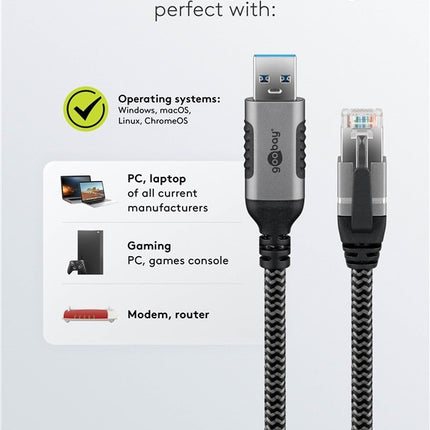 USB-A 3.0 naar RJ45 Ethernet kabel 5M