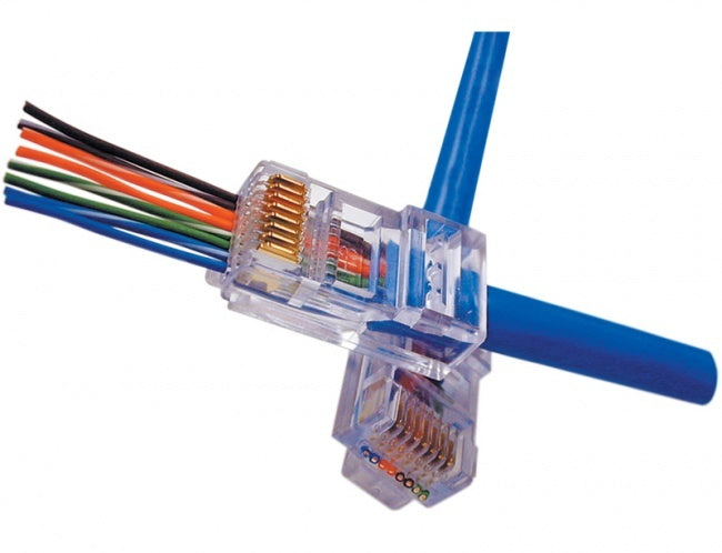 Doorsteek CAT5e UTP Connector 100 stuks EZ-RJ45  voor soepele en stugge kabel