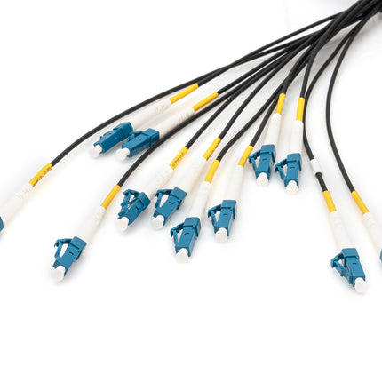 Pre-assembled Fiberglass 75 M Universal Breakout Cable, Single Mode OS2, 12 Fibers, LC/UPC - LC/UPC