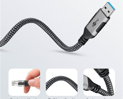 USB-A 3.0 to RJ45 Ethernet Cable 10M
