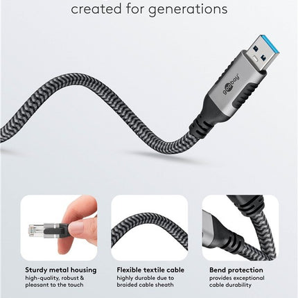 USB-A 3.0 to RJ45 Ethernet Cable 10M