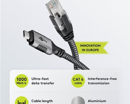 USB-C™ 3.1 to RJ45 Ethernet Cable 10M