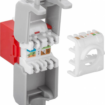 CAT6a Keystone RJ45 unshielded rood