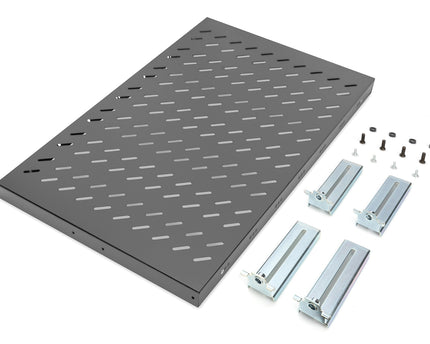 19 Inch 1U legbord voor rekken vanaf 1000 mm diepte 44x486x770 mm, tot 50 kg, zwart (RAL 9005)