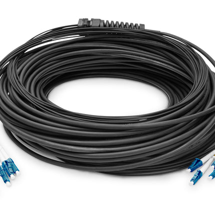 Pre-assembled Fiberglass 75 M Universal Breakout Cable, Single Mode OS2, 12 Fibers, LC/UPC - LC/UPC