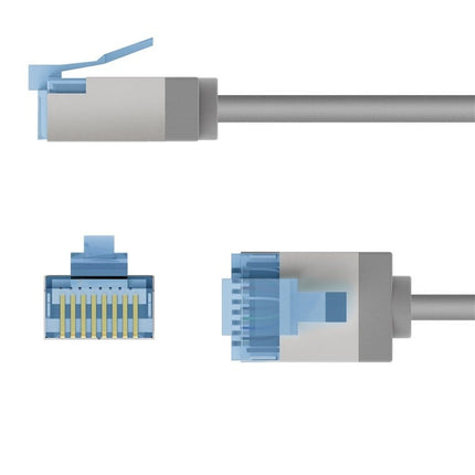 Ultra-flexible 10M CAT 6A patch cable, slim, U/FTP, gray